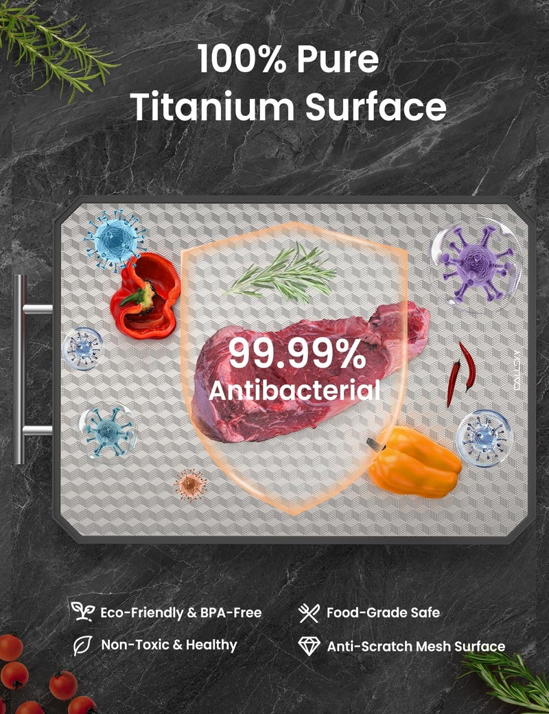 Callsky Cutting Board for Kitchen, Non Toxic Titanium Cutting Board, Double-Sided Metal Chopping Board with Juice Groove, Cutting Boards for Meat, Vegetables and Fruits, Dishwasher Safe Large 16â€Ã—11â€ - Image 3