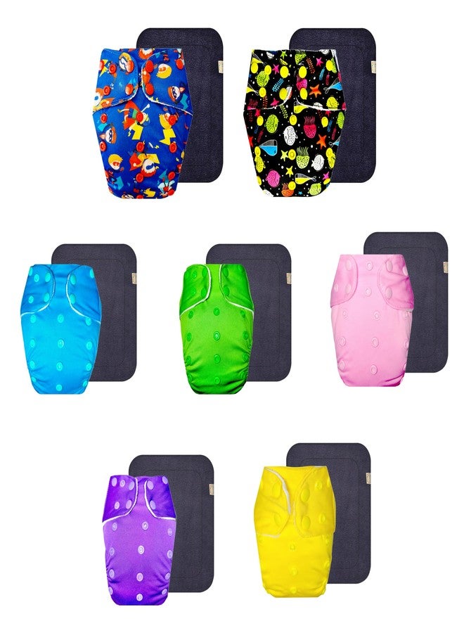 Dumbledo Premium Cloth Diaper with Gray Insert (Pack of 7) | Dry Feel and Comfortable | Reusable & Washable | Travel Friendly | Designed by Moms | 3 Months - 3 Years | Unisex Baby - Image 1