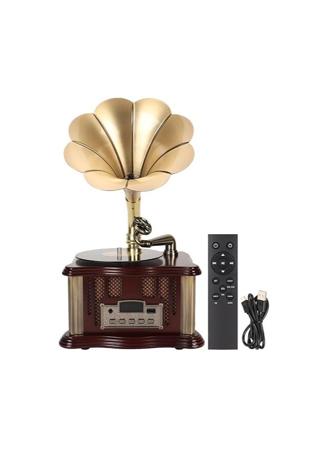 General Gramophone Bluetooth Speaker, Mini Vintage Record Player Phonograph Bluetooth Speaker with FM Radio, Dual Speraker, Remote Control USB Wireless Speaker Music Player for Home  - Image 3