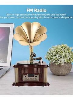 General Gramophone Bluetooth Speaker, Mini Vintage Record Player Phonograph Bluetooth Speaker with FM Radio, Dual Speraker, Remote Control USB Wireless Speaker Music Player for Home  - Image 2