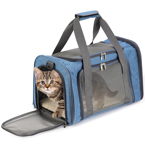 Mr. Pen Mr Pen Pet Carrier 175 x 112 x 115 Medium Size Blue Portable Travel Carrier for Small Pets Cats Small Dogs Breathable Mesh Safety Inner Leash Side Pocket Padded Shoulder Strap - Image 1