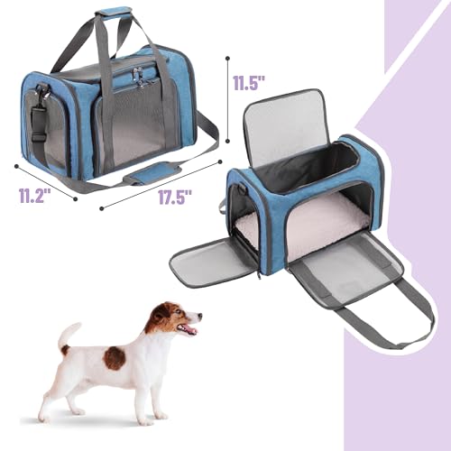 Mr. Pen Mr Pen Pet Carrier 175 x 112 x 115 Medium Size Blue Portable Travel Carrier for Small Pets Cats Small Dogs Breathable Mesh Safety Inner Leash Side Pocket Padded Shoulder Strap - Image 3