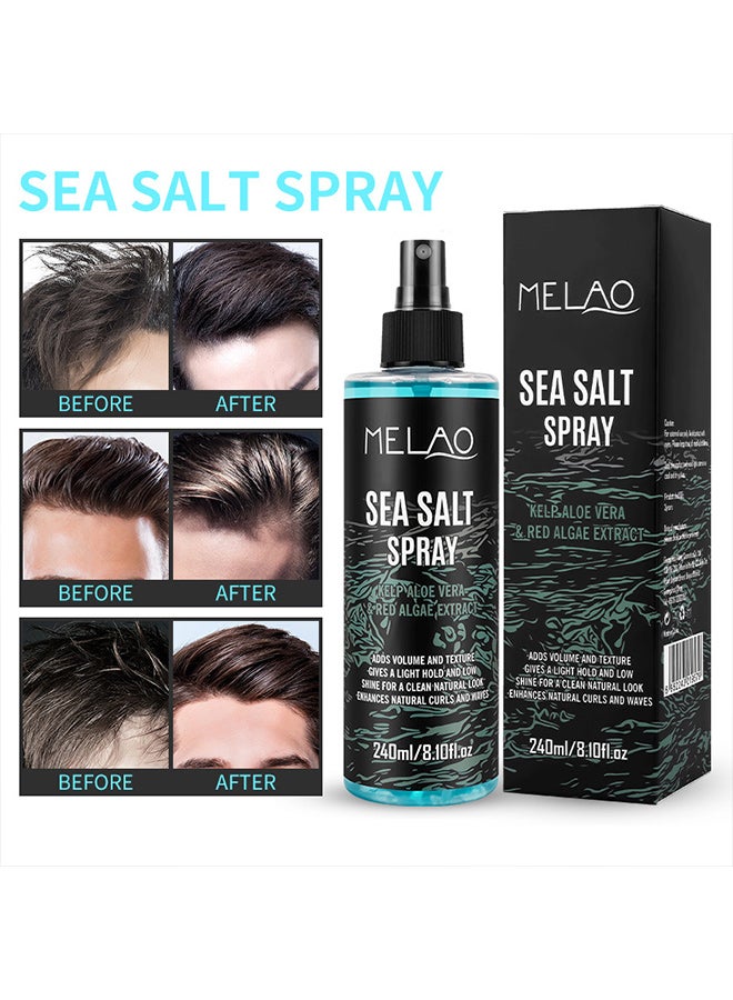 ميلاو بخاخ ملح البحر للشعر للرجال - بخاخ ملح البحر للرجال - بخاخ ملح بالأعشاب البحرية والصبار والأعشاب البحرية الحمراء - بخاخ لشعر الرجال لمزيد من الحجم والملمس - 240 مل - Image 4