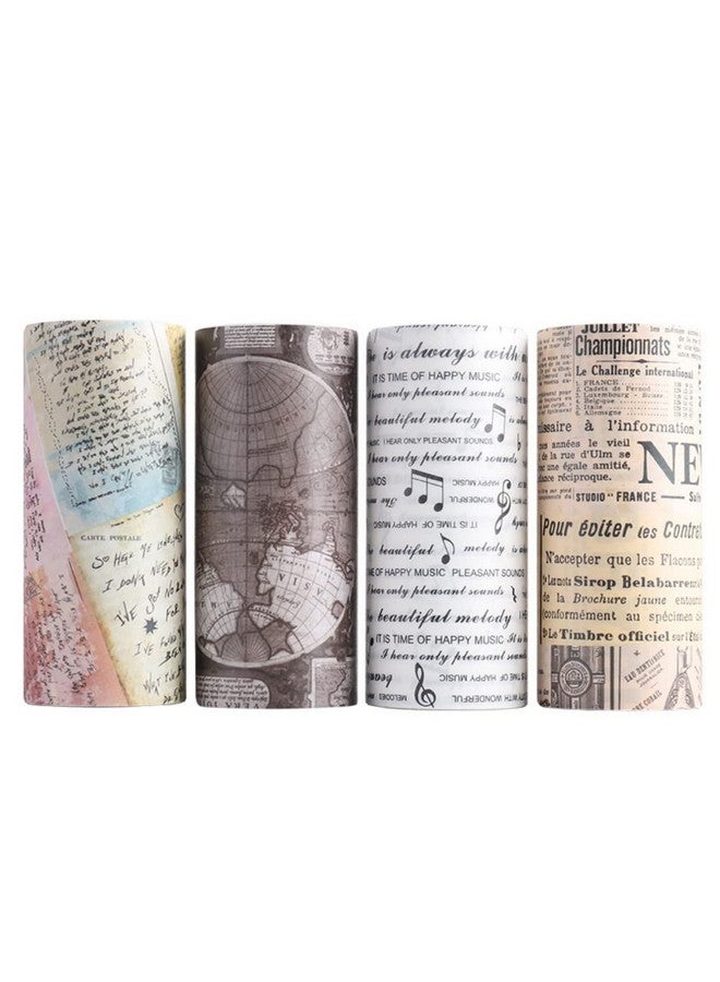 HASTHIP® 4 Roll Washi Tape Vintage Theme Washi Tape Set Aesthetic Decorative Tape Washi Tape Perfect for Bullet Journal, Scrapbook,Junk Journal,DIY Craft,Wall Décor | 15.8 x 9.2 x 3.7 cm - Image 1