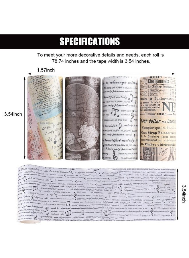 HASTHIP® 4 Roll Washi Tape Vintage Theme Washi Tape Set Aesthetic Decorative Tape Washi Tape Perfect for Bullet Journal, Scrapbook,Junk Journal,DIY Craft,Wall Décor | 15.8 x 9.2 x 3.7 cm - Image 2