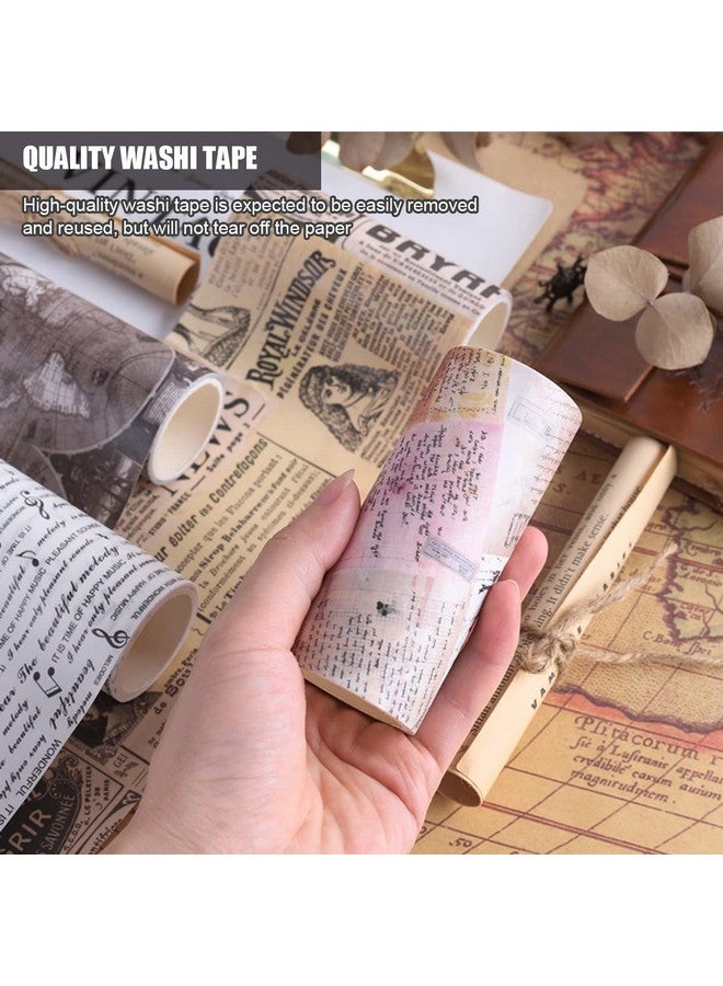 HASTHIP® 4 Roll Washi Tape Vintage Theme Washi Tape Set Aesthetic Decorative Tape Washi Tape Perfect for Bullet Journal, Scrapbook,Junk Journal,DIY Craft,Wall Décor | 15.8 x 9.2 x 3.7 cm - Image 4