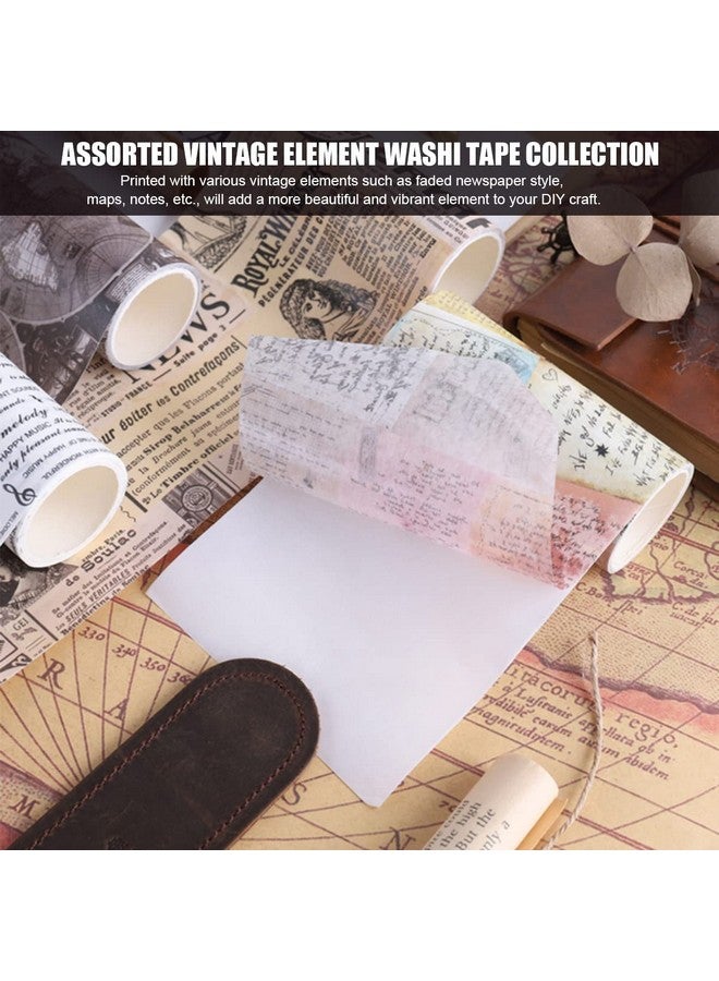HASTHIP® 4 Roll Washi Tape Vintage Theme Washi Tape Set Aesthetic Decorative Tape Washi Tape Perfect for Bullet Journal, Scrapbook,Junk Journal,DIY Craft,Wall Décor | 15.8 x 9.2 x 3.7 cm - Image 5