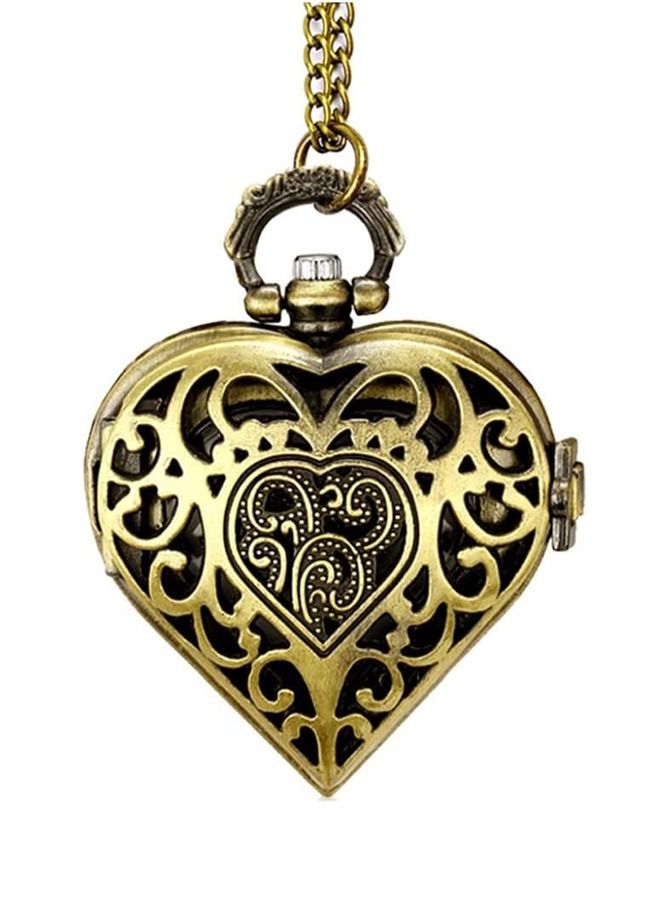 Women's Pocket Watch, Heart Shape Pocket Watch Pendant with Chain, Gifts Ideas for Women (Bronze)  - Image 1