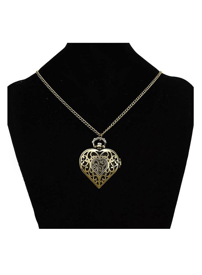 Women's Pocket Watch, Heart Shape Pocket Watch Pendant with Chain, Gifts Ideas for Women (Bronze)  - Image 5
