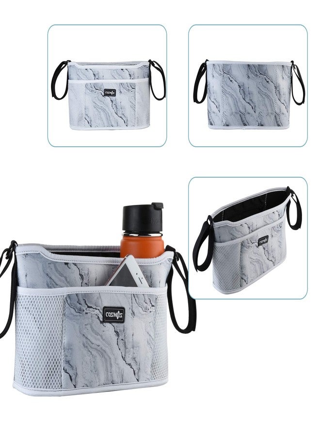 CM Stroller Organizer Diaper Bag Stroller Accessories Pack with Drink Holders and Zipped Pockets for Baby Stroller, Car, Shopping Cart. Fits All Major Strollers. (Marble White) - Image 4