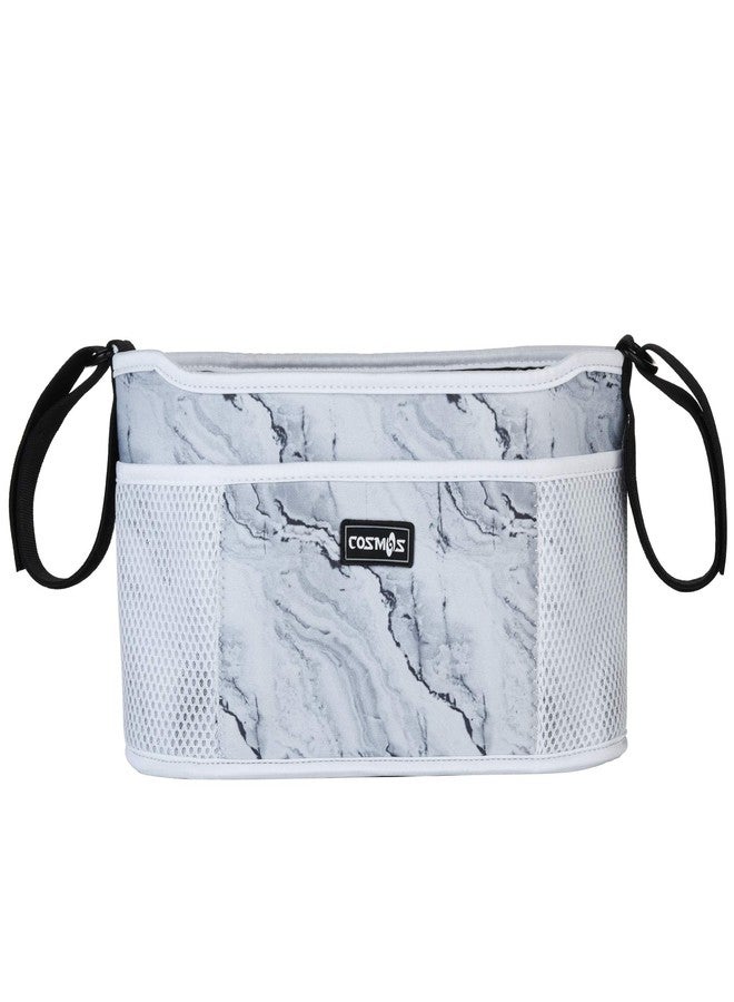 CM Stroller Organizer Diaper Bag Stroller Accessories Pack with Drink Holders and Zipped Pockets for Baby Stroller, Car, Shopping Cart. Fits All Major Strollers. (Marble White) - Image 1