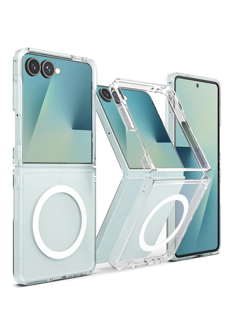 حومة غطاء حماية شفاف مغناطيسي لهاتف Samsung Galaxy Z Flip 7 متوافق مع MagSafe، غطاء شفاف كريستالي مضاد للاصفرار لهاتف Samsung Galaxy Z Flip 7 - Image 1