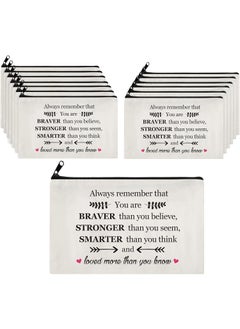 Saintrygo Saintrygo 14 Pieces Inspirational Gifts for Women Positive Makeup Bags Christmas Thanksgiving Always Remember You Are Braver Than You Think Encouragement Birthday Friendship Gift for Friend Mom Sister 