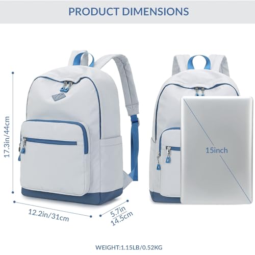 Lohol Classic Backpack for Girls Boys Teens, Lightweight Daypacks for School and Travel (Grey) - Image 3
