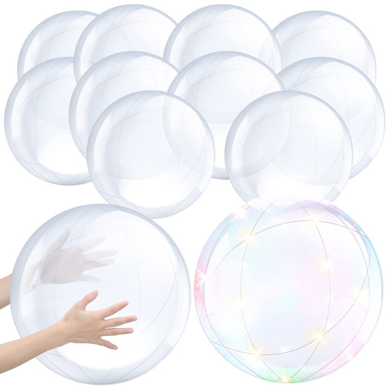 Hungdao12 Pieces Inflatable Clear Beach Ball Bulk 16 Inch 24 Inch Transparent Swimming Pool Bubble Ball for Ocean Under The Sea Hawaii Summer Luau Party DIY Favors - Image 2