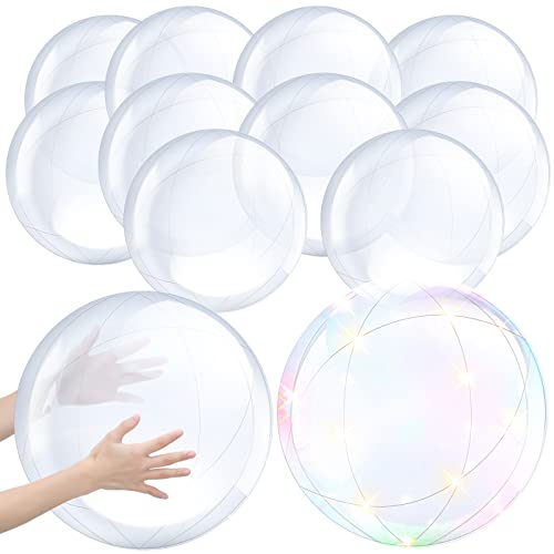 Hungdao12 Pieces Inflatable Clear Beach Ball Bulk 16 Inch 24 Inch Transparent Swimming Pool Bubble Ball for Ocean Under The Sea Hawaii Summer Luau Party DIY Favors - Image 1