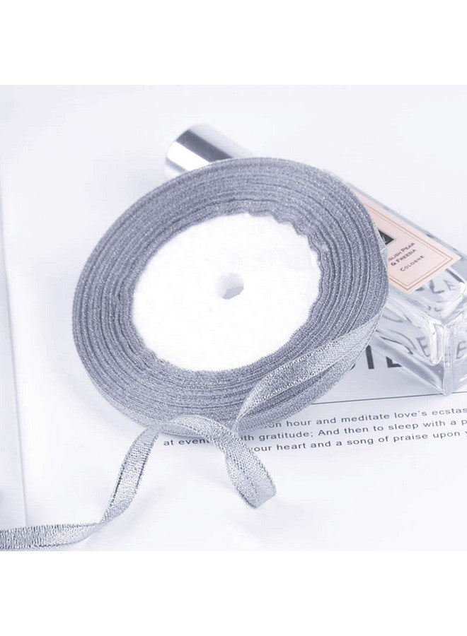 Oubaka 4 Roll Christmas Glitter Metallic Silver Ribbon Glitter Ribbon For Gift Crafters Wedding Party Birthday Wrap Hair Bows Floral Projects Wrapping Decorations Diy Crafts Arts(1/4Inx22M) - Image 4