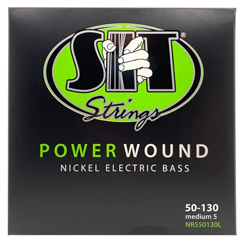 SIT Strings Power Wound Nickel Bass Guitar Strings (S.I.T.), 5-String Bass Medium 50-130, NR550130L - Image 1