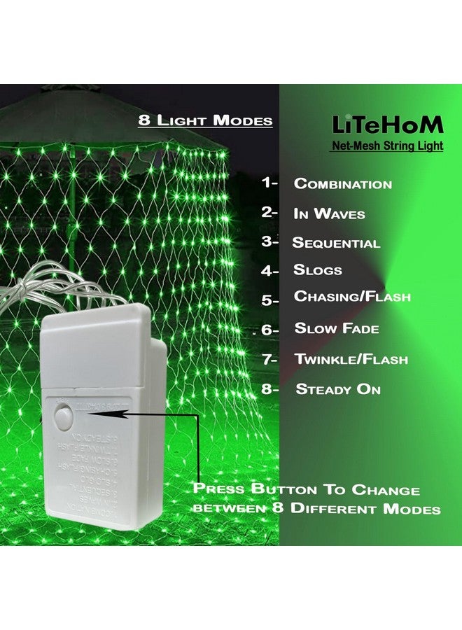 Litehom أضواء خيوط شبكة LED من لايت هوم، 9.8 قدم × 6.6 قدم، 192 LED، 8 أوضاع زينة ديوالي مع أضواء ديوالي لتزيين المنزل! أضواء ديوالي LED، أضواء LED لتزيين المنزل (3x2 شبكة خضراء) - Image 2