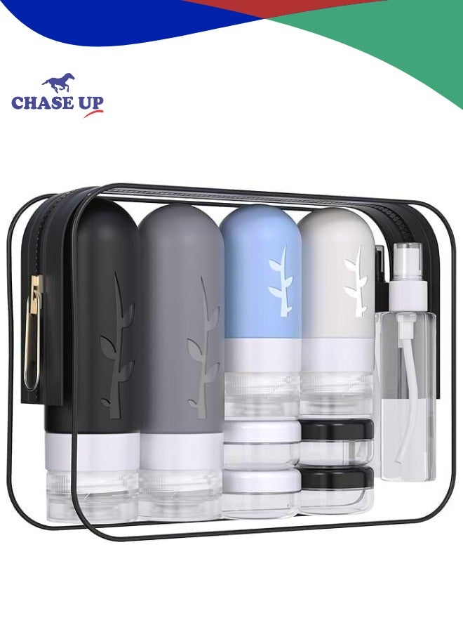 Chase Up Travel Essentials Travel Bottles For Toiletries- 17Pcs Silicone Travel size Toiletries, Leak Proof Essentials For Women Men Travel Kit Empty Bottle Cream Shampoo Refillable Containers Kit - Image 1
