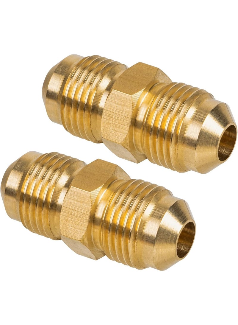 3/8" Flare x 3/8" Flare Brass Tube Fitting for Propane, LP and Natural Gas, Fuel, Plumbing, Union (2-Pack)(A)  - Image 1
