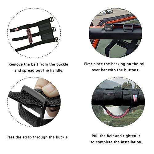 Kujunpao 4 X Roll Bar Grab Handles Grip Handle Compatible with Jeep Wrangler JLU JK JKU TJ YJ LJ JT JL Gladiator JT 19552022 UTV ATVPink - Image 5