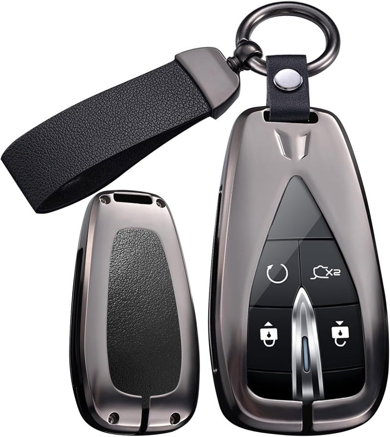 sheful Metal Car Key Case Key Case Fits Changan CS35 CS55 CS75 Plus CS95 Eado Plus Uni-T Uni-K Oushang X5 EV 2019-2025 Key Cover Protective Key Fob B - Black - Image 1
