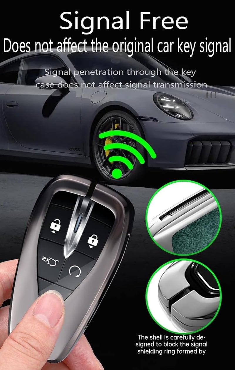 sheful Metal Car Key Case Key Case Fits Changan CS35 CS55 CS75 Plus CS95 Eado Plus Uni-T Uni-K Oushang X5 EV 2019-2025 Key Cover Protective Key Fob B - Black - Image 3