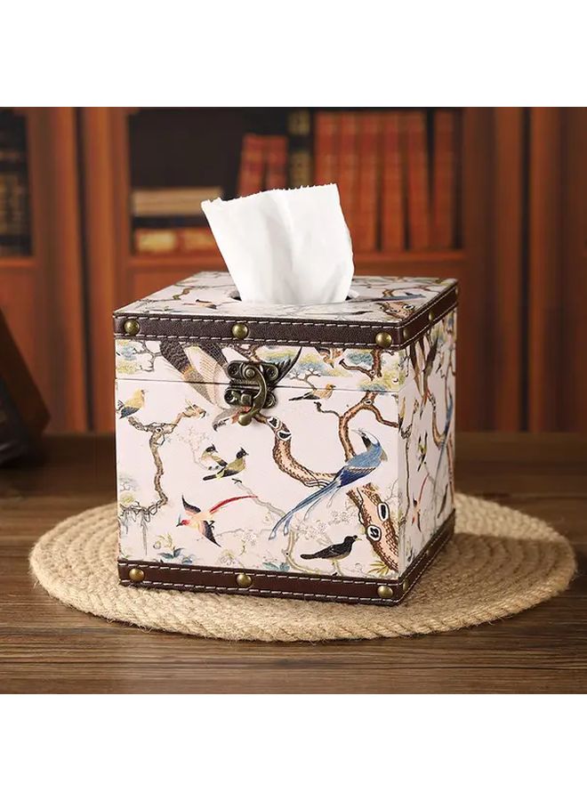 Chinese Style Camellia Square Tissue Box Recycled Wood Floral Pattern Home Decor - Image 4