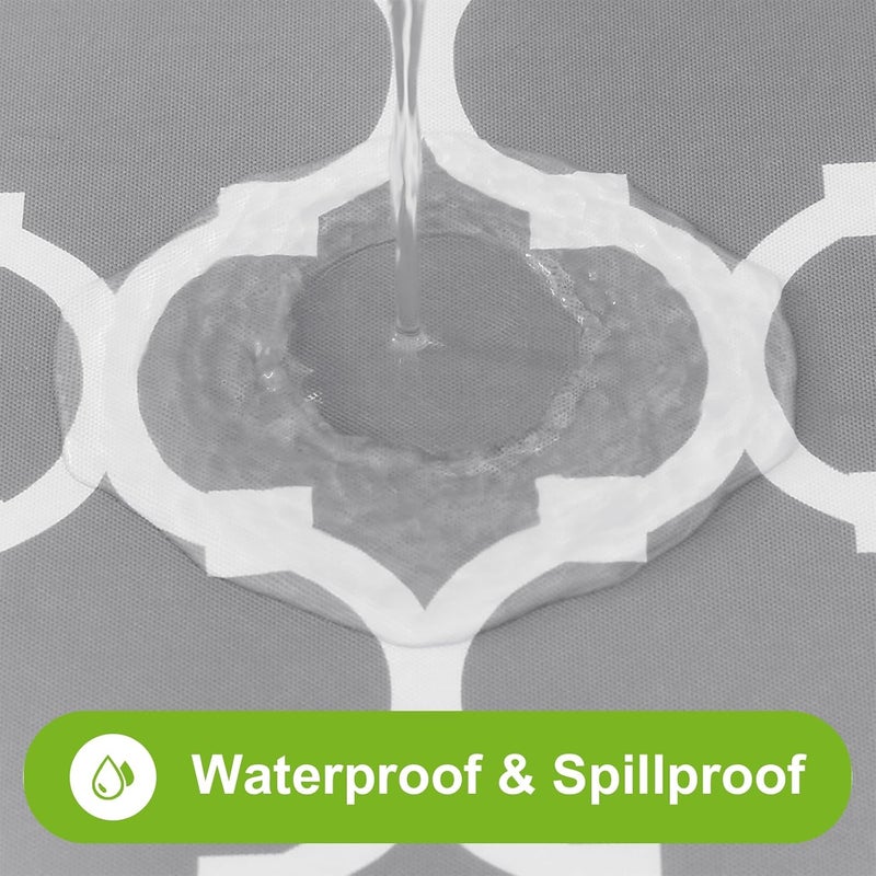 smiry غطاء طاولة نزهة مستطيل، مقاوم للماء مع حواف مطاطية لطاولات التخييم بطول 6 أقدام، واقي طاولة من الفينيل مع ظهر من الفلانيل قابل للمسح للداخل والخارج (رمادي، 30x72 بوصة) - Image 3