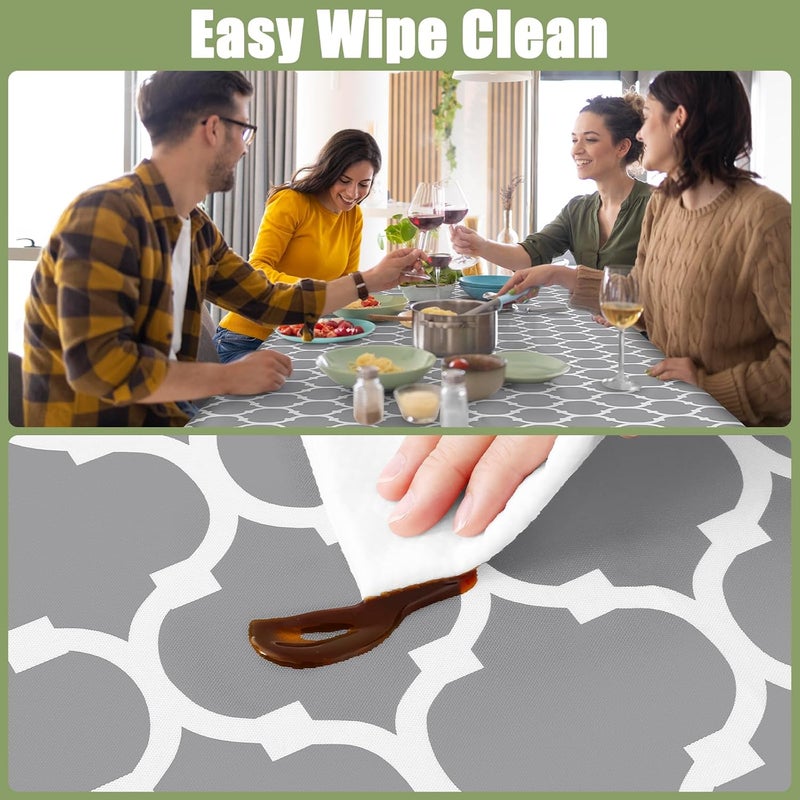 smiry غطاء طاولة نزهة مستطيل، مقاوم للماء مع حواف مطاطية لطاولات التخييم بطول 6 أقدام، واقي طاولة من الفينيل مع ظهر من الفلانيل قابل للمسح للداخل والخارج (رمادي، 30x72 بوصة) - Image 4