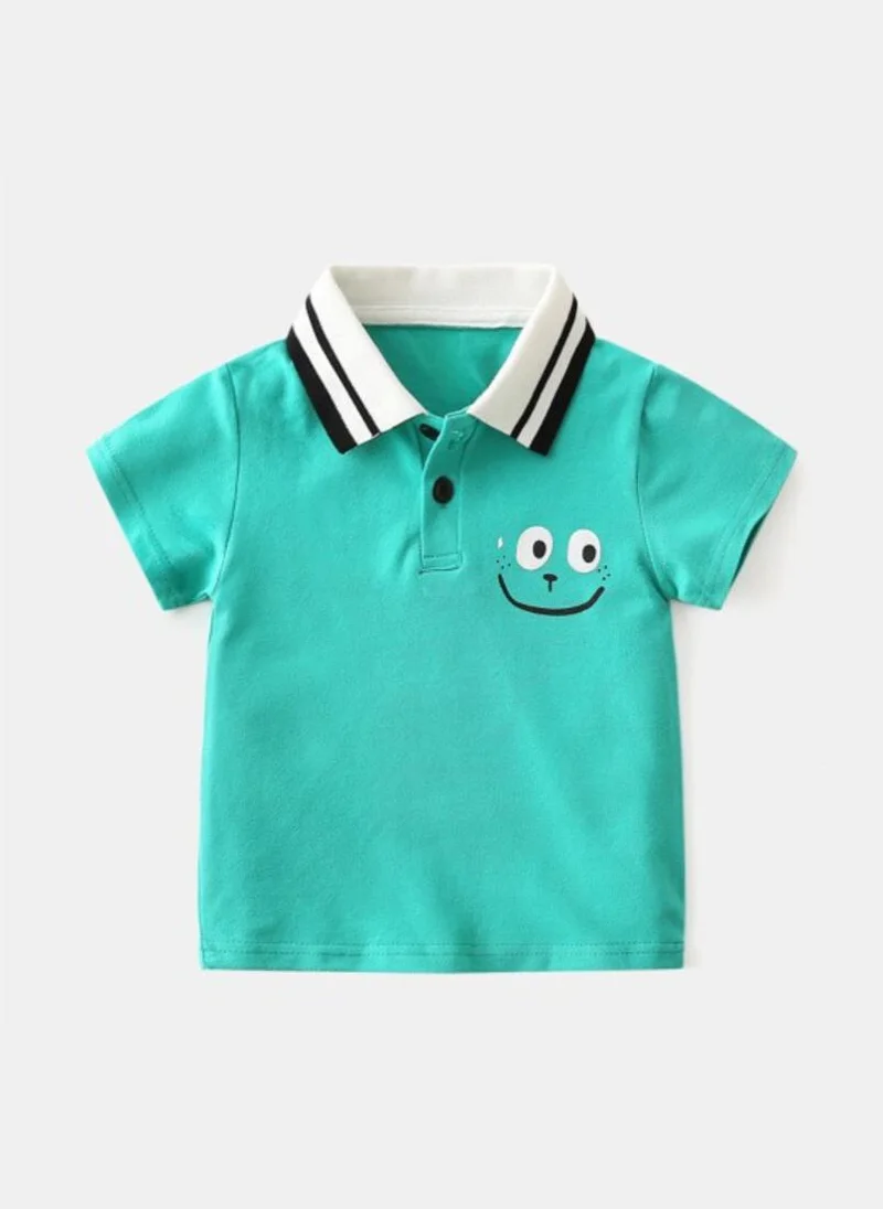 YUNIQEE Green Polo Collar Pure Cotton Tshirt