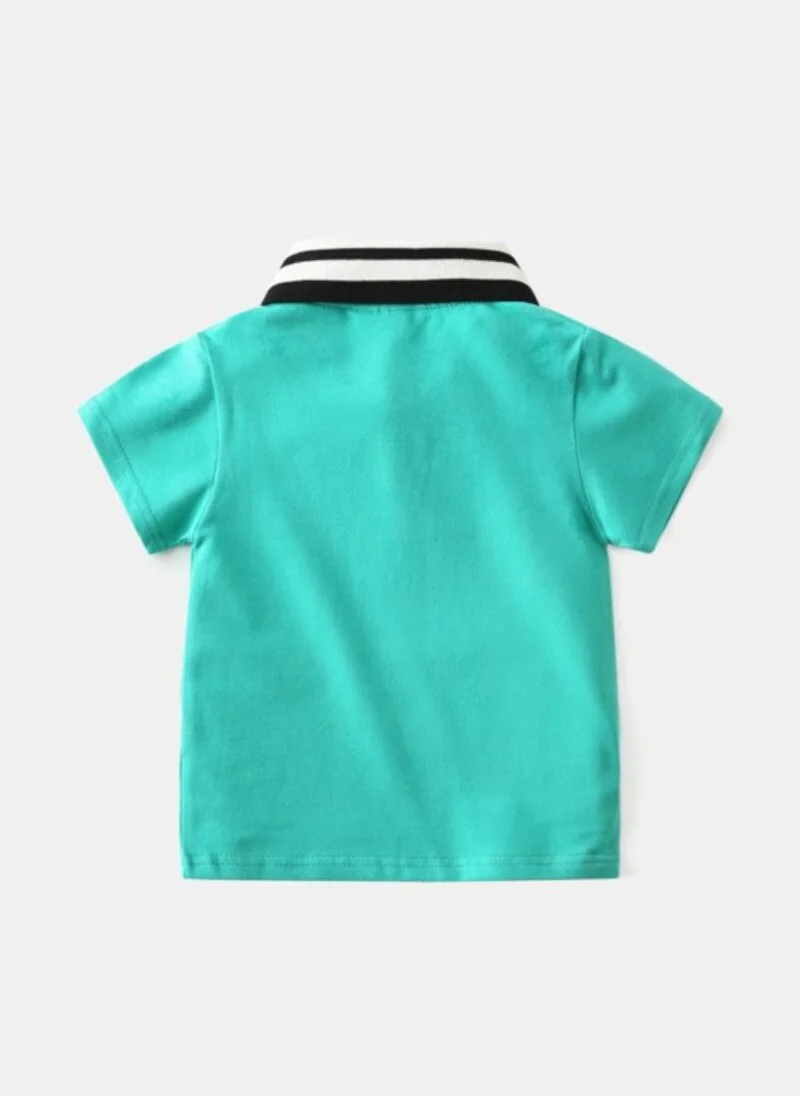YUNIQEE Green Polo Collar Pure Cotton Tshirt