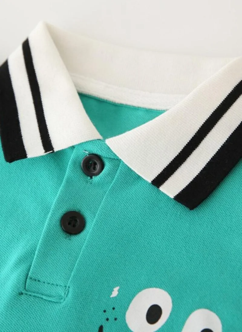 YUNIQEE Green Polo Collar Pure Cotton Tshirt