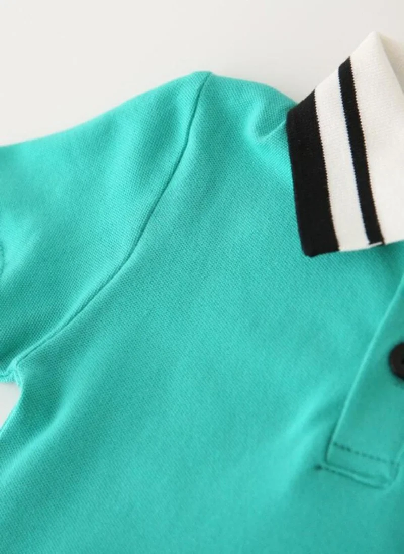 YUNIQEE Green Polo Collar Pure Cotton Tshirt