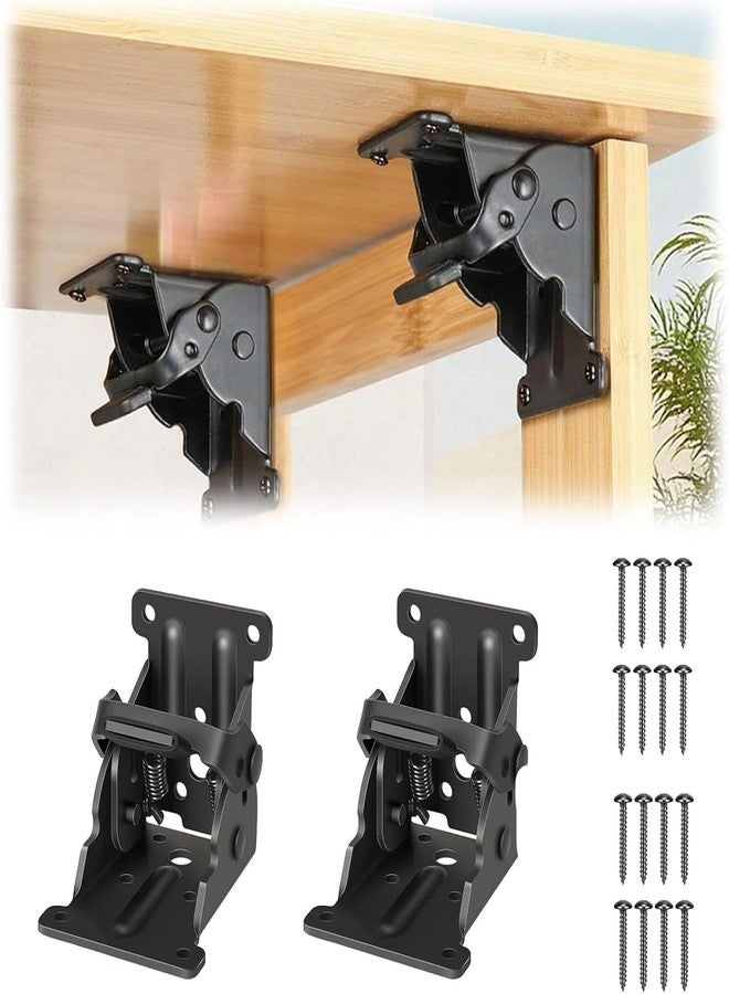 AMIRATE Foldable Self Lock Hinges Heavy Duty Folding Brackets with Screws Lock Extension Support for Table Leg,Bed Leg,Workbench,Laundry Garage Boats Furniture. (2) - Image 1