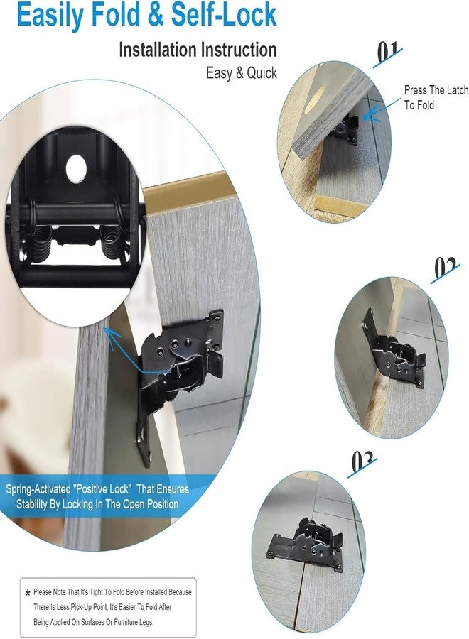 AMIRATE Foldable Self Lock Hinges Heavy Duty Folding Brackets with Screws Lock Extension Support for Table Leg,Bed Leg,Workbench,Laundry Garage Boats Furniture. (2) - Image 3