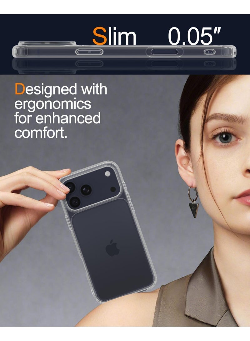 إينيكس جراب شفاف لهاتف iPhone 17 Pro مصنوع من السيليكون المرن الناعم المقاوم للصدمات ومصنوع من مادة TPU المطاطية الشفافة، متوافق مع هاتف 17 Pro شفاف - Image 3