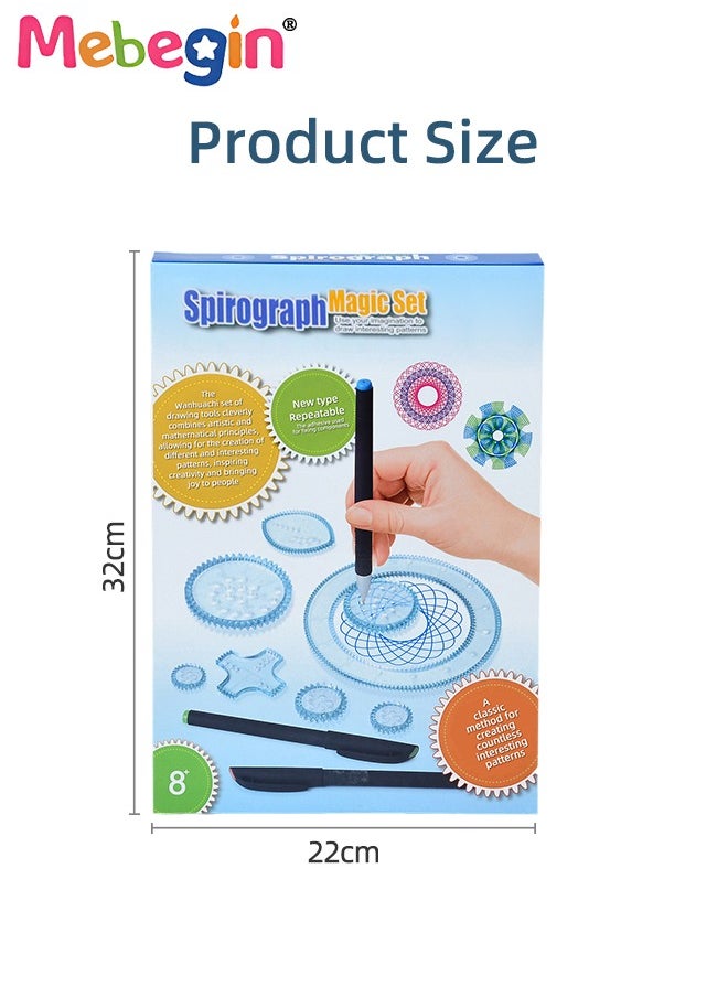 MEBEGIN - Spirograph Deluxe Set with 3 Pens and Other Accessaries, Creative Drawings Tools, Plastic Template Rulers, Art Supplies, Craft Supplies, Drawing Kit, Classic Gear Design Kit, Ideal Drawing Tools for Kids Aged 8+ - Image 1