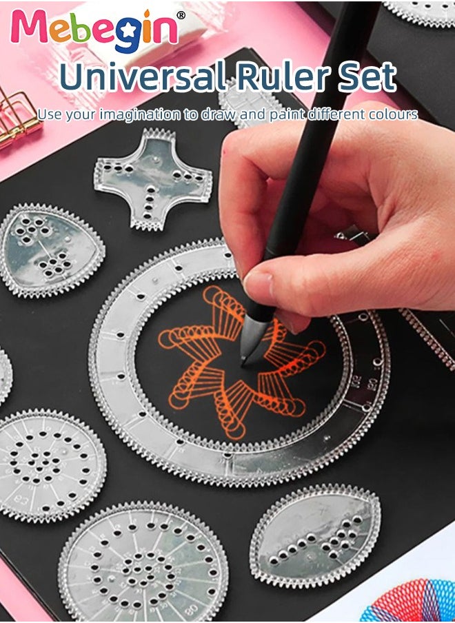 MEBEGIN - Spirograph Deluxe Set with 3 Pens and Other Accessaries, Creative Drawings Tools, Plastic Template Rulers, Art Supplies, Craft Supplies, Drawing Kit, Classic Gear Design Kit, Ideal Drawing Tools for Kids Aged 8+ - Image 1