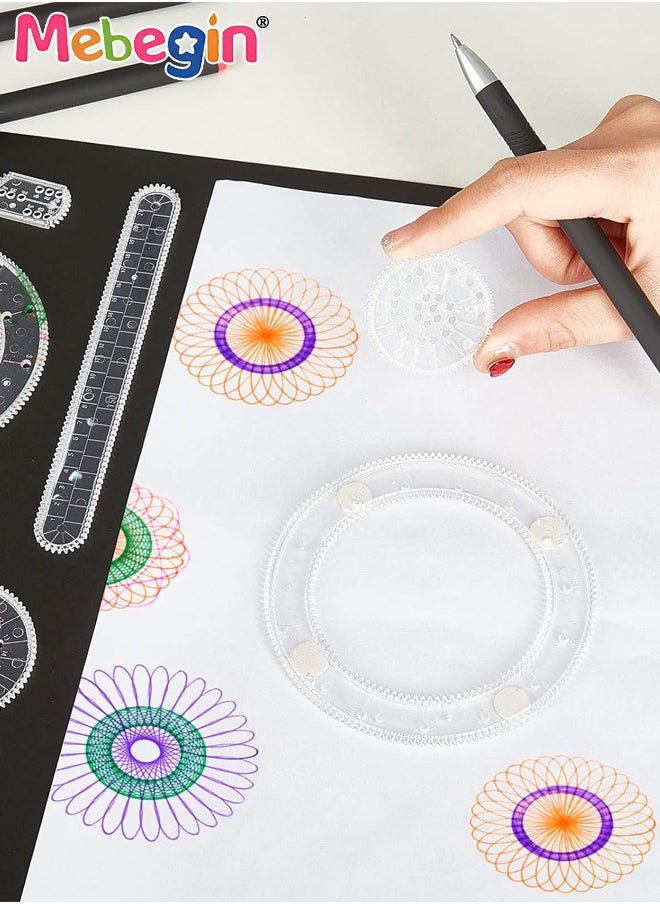 MEBEGIN - Spirograph Deluxe Set with 3 Pens and Other Accessaries, Creative Drawings Tools, Plastic Template Rulers, Art Supplies, Craft Supplies, Drawing Kit, Classic Gear Design Kit, Ideal Drawing Tools for Kids Aged 8+ - Image 1