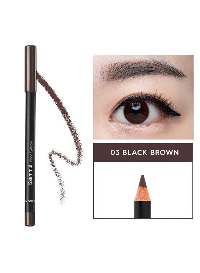THESAEM [The SAEM] Saemmul Wood Eyebrow Pencil 0.06oz, 03 Black Brown - Image 2