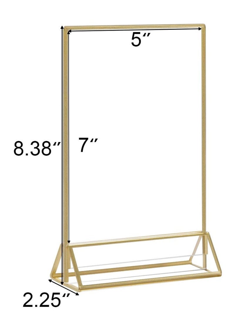 SOLARAE 6 Pieces Clear Acrylic Table Card Holder, Double Sided Frame with Gold Border and Removable Vertical Stand for Photo Display, Wedding Table Number, Restaurant Sign, Menu Holder (5 x 7 inches) - Image 4