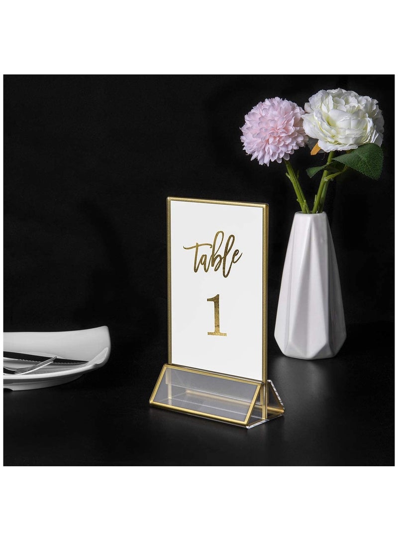 SOLARAE 6 Pieces Clear Acrylic Table Card Holder, Double Sided Frame with Gold Border and Removable Vertical Stand for Photo Display, Wedding Table Number, Restaurant Sign, Menu Holder (5 x 7 inches) - Image 5