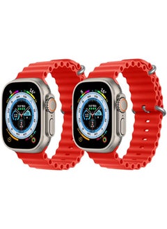 vesus Silicone Ocean Band Strap Red Silicone Ocean Band Strap Red Set of 2 for Apple Watch Ultra 8 49mm 