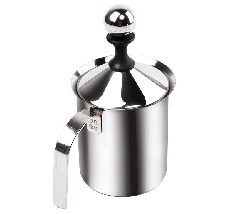 Foxelli Milk Coffee Foam Maker Mixer Hand Blender Creamer Beater 400ml Milk Frother Freezer Stainless Steel Hand Pump Milk Frother Cappuccino Coffee Frother Double Froth Pump - Image 2