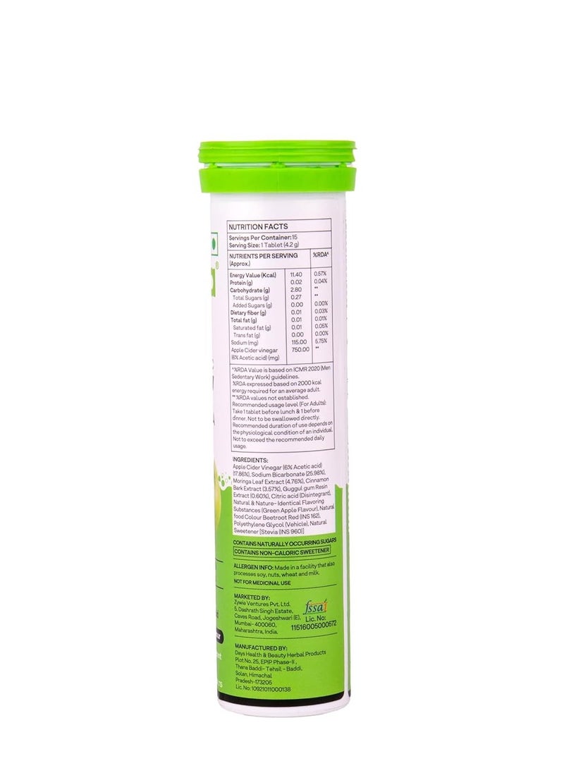 OZiva - Vegan Collagen Guava Glow Biotin Vitamin C Brighter Youthful Skin 250g ACV Weight Loss 3 In 1 Fat Oxidation 15 Effervescent Tablets Green Apple 2 Count 15 Capsules - Image 1