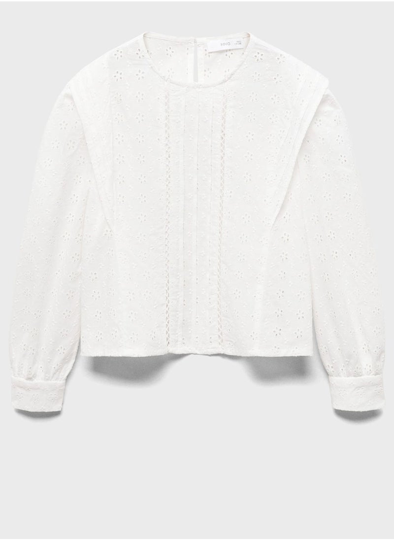 MANGO - Kids Floral Embroidered Top - Image 1