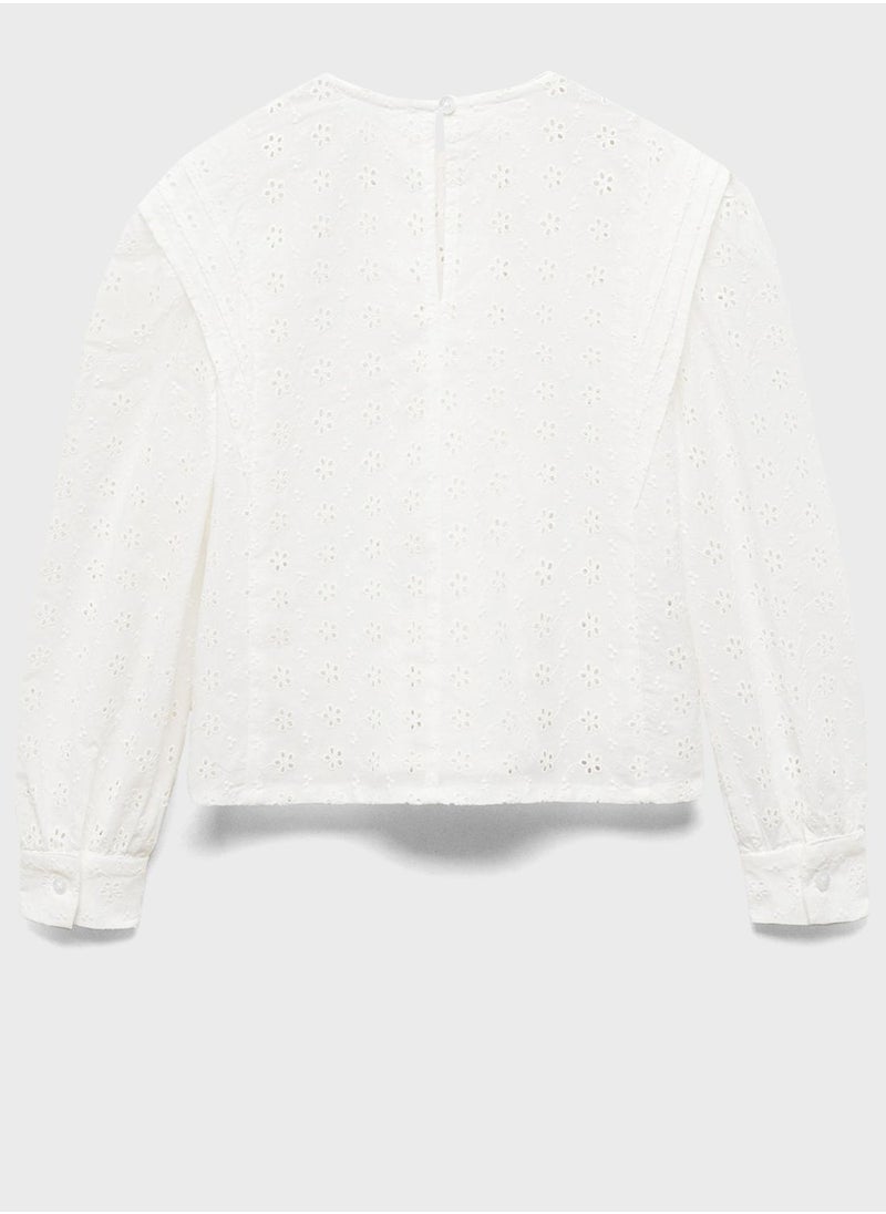 MANGO - Kids Floral Embroidered Top - Image 1