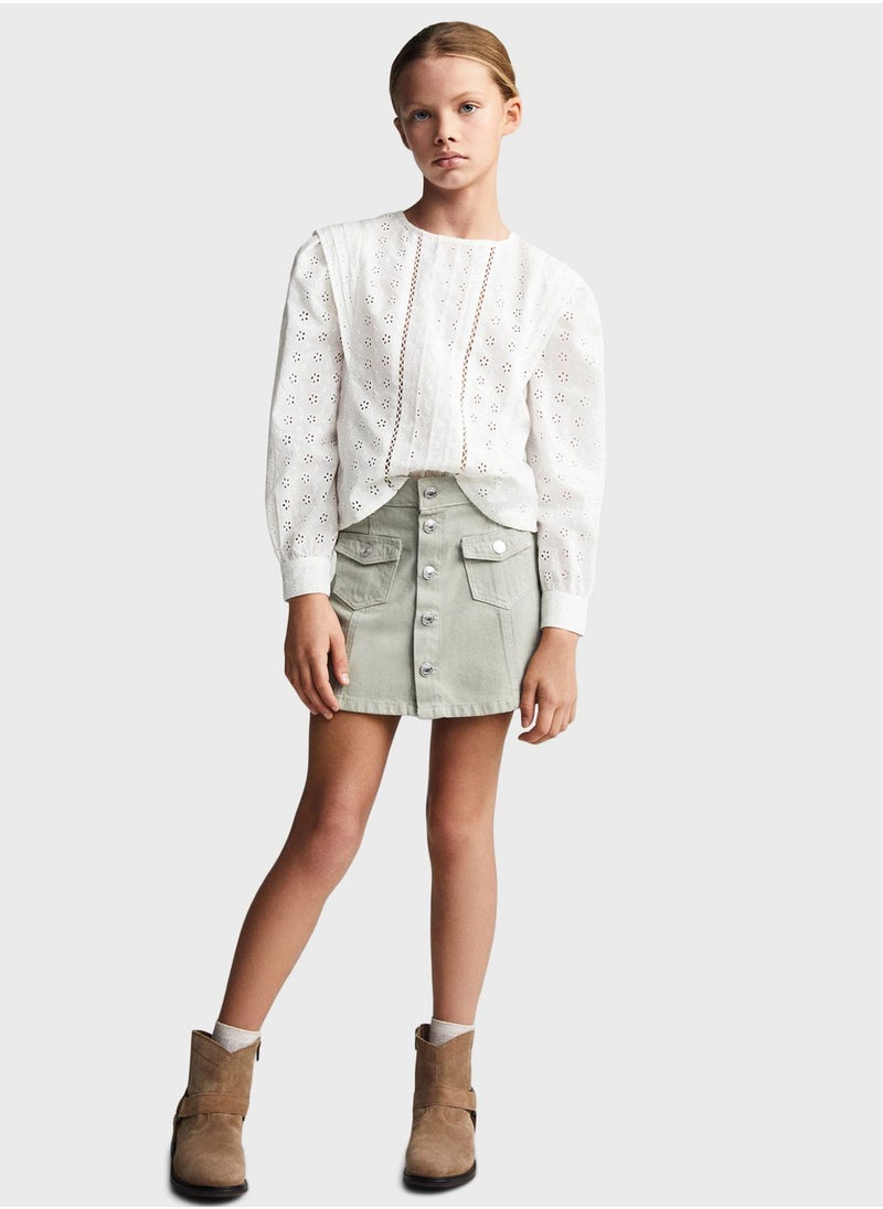 MANGO - Kids Floral Embroidered Top - Image 1